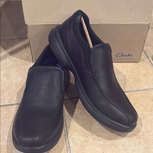 Clarks Black Leather Loafers Slip-Ons